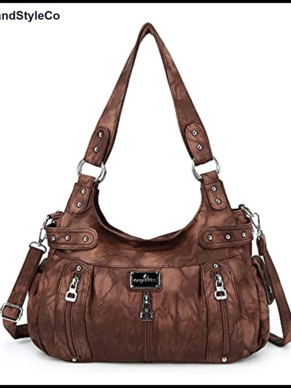 Large Washed Faux Leather Crossbody Hobo Satchel Shoulder Tote Purse